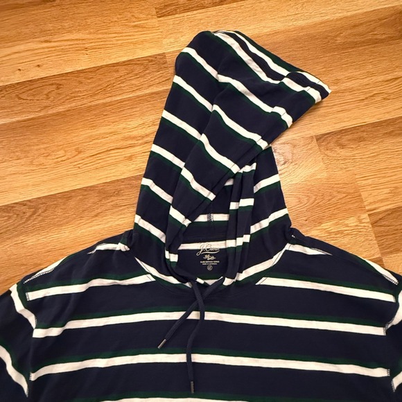 J.Crew Re-Imagined Mens Striped Pullover Hoodie Sweatshirt Blue Green Cotton - Picture 3 of 5
